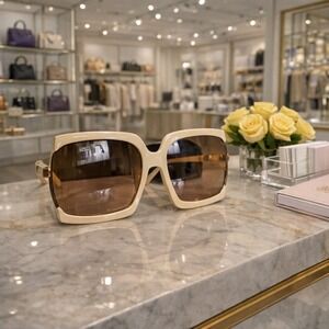 Sunglasses Women Tan & Gold Side Open Frame